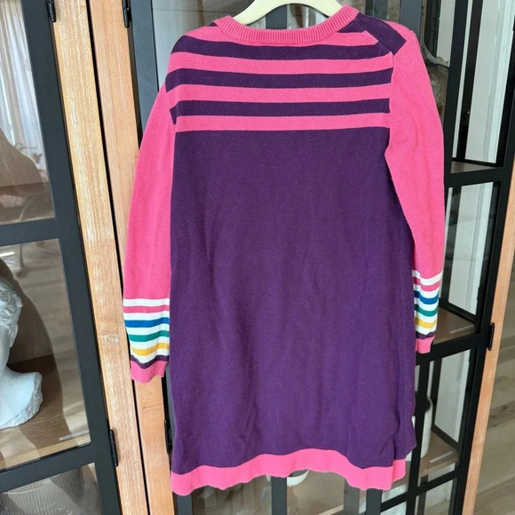 Hanna Andersson sweater dress long sleeve knit flower plum girls striped - Picture 4 of 4